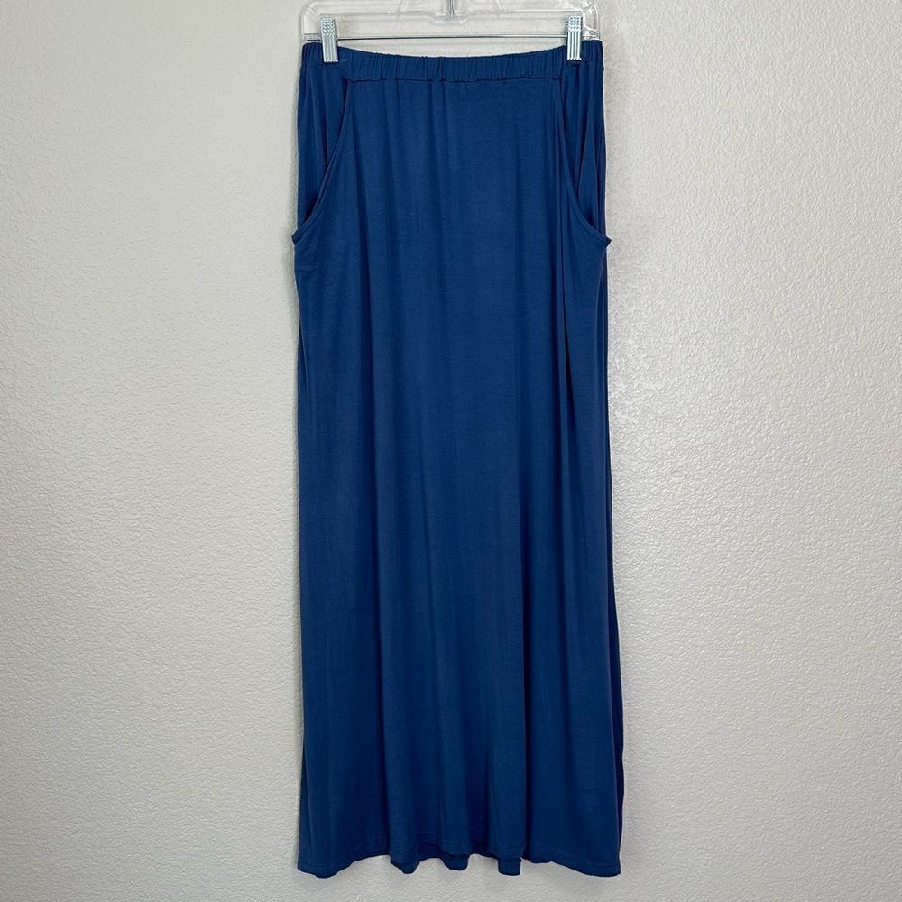 Pleione Blue Soft Jersey Knit Maxi Skirt, Sz Medium